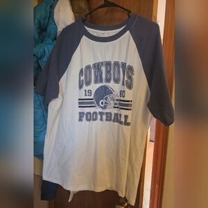 Cowboys Football Raglan Tee - Blue & White